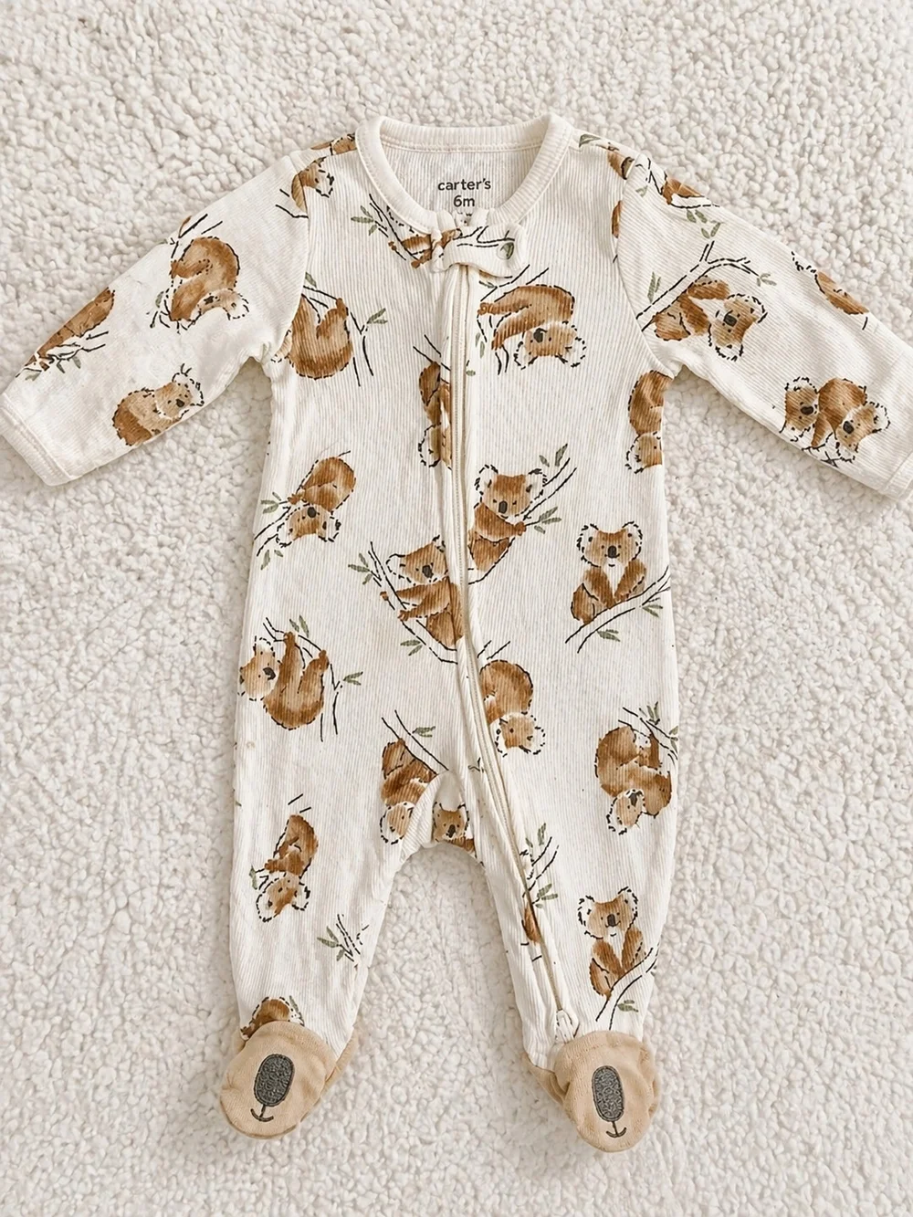 Bundle Of 2 - Teal Hooded Romper w/ Tiny Pink Dog Prints & Footie w/ Koala Print